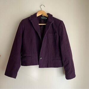 Harve Benard Purple Wool Cropped Blazer